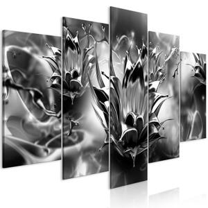 Obraz - Oily Flower (5 Parts) Wide Black and White