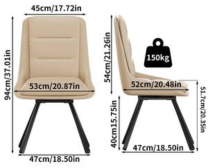 Jídelní židle – Sada 2 kusů – Otočné o 360° – Vysoké opěradlo – Syntetická kůže – Dřevěná konstrukce