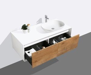 Toaletní stolek Fiona 1200 bílý mat - betonové nebo dubové čelo