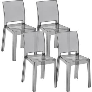 Plastová židle - Průhledná židle - Židle s tvarovaným sedákem - Stolek - Jídelní židle - Ergonomická židle s prohnutou opěradlem