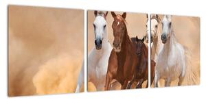 Obrazy běžících koní (90x30cm)