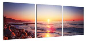 Moderní obraz - západ slunce nad mořem (90x30cm)