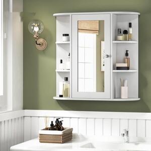 Skříňka do koupelny se zrcadlem - 60x16x58 cm - bílá, vyrobená z MDF - nástěnná skříňka s úložným prostorem
