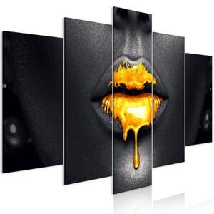 Obraz - Gold Lips (5 Parts) Wide