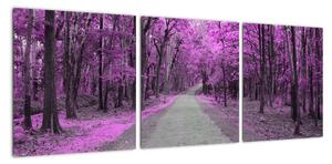 Moderní obraz - fialový les (90x30cm)