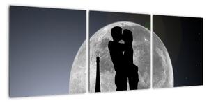 Silueta zamilovaného páru - moderní obraz (90x30cm)