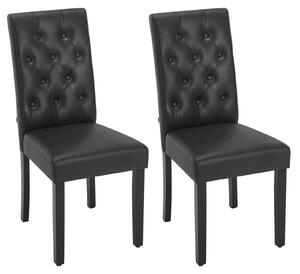 Židle - Jídelní židle - Sada 2 jídelních židlí z umělé kůže - Ergonomický design - Robustní dřevěné nohy