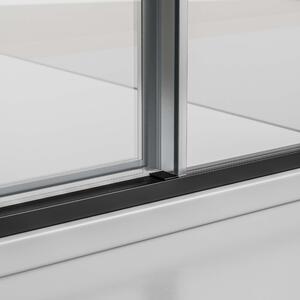 Rohový sprchový kout s výklopnými dveřmi na dvou pevných panelech NT607 FLEX - 6 mm nano čiré sklo - výběr barvy profilu