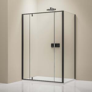 Rohový sprchový kout s výklopnými dveřmi na dvou pevných panelech NT607 FLEX - 6 mm nano čiré sklo - výběr barvy profilu