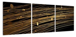Abstraktní obraz zlatých vláken (90x30cm)