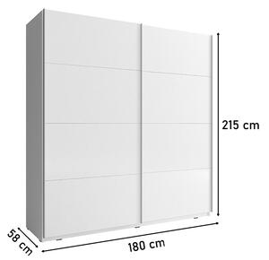 Posuvná šatní skříň ANTAX II, 180x215x58, bílá/černá lesk-bílá lesk