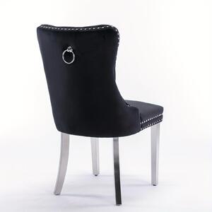 Sada dvou moderních, h jídelních židlí s elegantním čalouněním v černé barvě