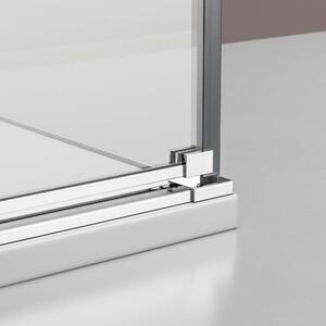 Rohový sprchový kout se závěsnými dveřmi na pevném panelu NT403 - 8 mm čiré sklo Nano - závěs dveří LEVÝ - možnost volby šířky