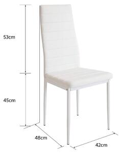 Židle do jídelny – Vysoké židle – Kuchyňské židle – Minimalistické židle – Sada 4 kusů – Bílá barva, snadno se čistí