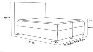 Čalouněná postel MONA + topper, 200x200, primo 8813