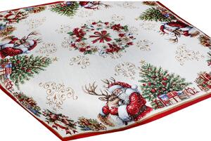 Vánoční gobelínový ubrus na stůl s lurexem Santa Barva Vícebarevná Rozměry 90x90 cm