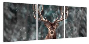 Obraz - jelen v zimě (90x30cm)