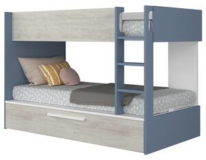 Patrová postel EMMET II pinie cascina/modrá, 90x200 cm