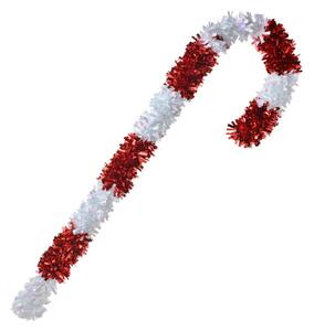 Bílo-červená vánoční dekorace Candy Cane ze střapatého řetězu M – 95 cm