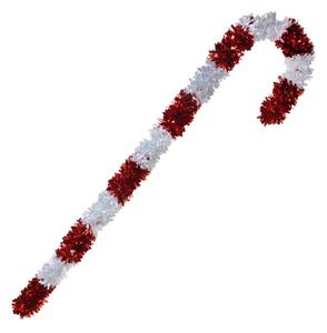 Bílo-červená vánoční dekorace Candy Cane ze střapatého řetězu L – 120 cm