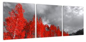 Červený les - moderní obraz (90x30cm)