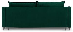 Smaragdově zelená sametová třímístná rozkládací pohovka MICADONI RUTILE 215 cm