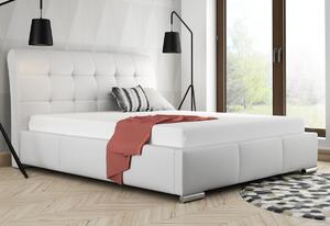 Čalouněná postel BERAM, 160x200, bílá ekokůže - madryt 120