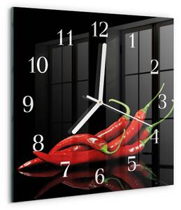 Skleněné hodiny Chilli papričky zskb-30x30-00059162