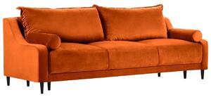 Oranžová sametová třímístná rozkládací pohovka MICADONI RUTILE 215 cm