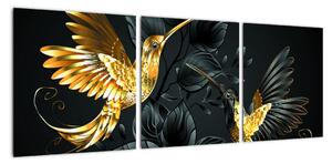 Obraz - zlatí ptáci (90x30cm)