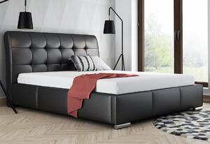 Čalouněná postel BERAM, 160x200, černá ekokůže - madryt 1100