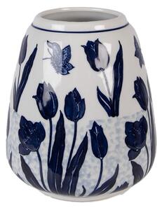 Keramická váza s modrými tulipány Delft – 16x18 cm
