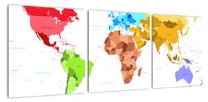 Obraz - barevná mapa světa (90x30cm)