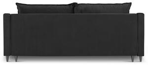 Tmavě šedá sametová třímístná rozkládací pohovka MICADONI RUTILE 215 cm