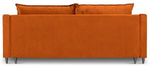 Oranžová sametová třímístná rozkládací pohovka MICADONI RUTILE 215 cm