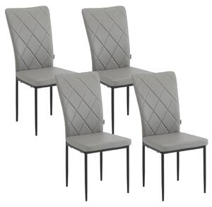 Židle - Jídelní židle - Sada 4 jídelních židlí - Kožené potahy - Ergonomický design - Kovové nohy - Vysoké opěradlo