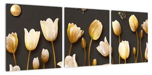 Obraz zlatých tulipánů (90x30cm)
