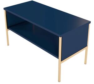 Tmavě modrý konferenční stolek Skandica Polka se zlatou podnoží 80 x 37 cm
