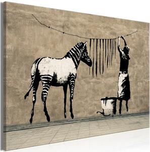 Obraz - Banksy: Washing Zebra on Concrete (1 Part) Wide