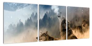 Obraz - vyjící vlci (90x30cm)