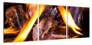 Obraz ledových kostek v ohni (90x30cm)