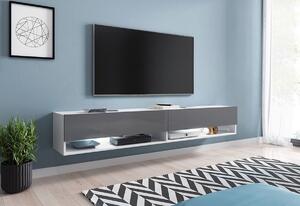 TV stolek LOWBOARD A 180, 180x30x32, bílá/šedá lesk, bez LED osvětlení