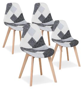 Nordické jídelní židle - Jídelní židle - Židle - Designové židle - Židle s patchworkovým vzorem - Černo-bílé a šedé