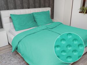Biante Hřejivé ložní povlečení Minky 3D puntíky MKP-047 Tyrkysově zelené Jednolůžko 140x200 a 70x90 cm