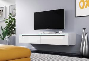 TV stolek LOWBOARD DUNA I 140, 140x24x33, bílá/bílá lesk, bez LED osvětlení
