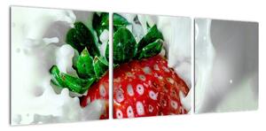 Obraz jahody v jogurtu (90x30cm)