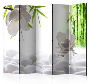 Paraván bílé kameny a květ Velikost (šířka x výška): 225x172 cm