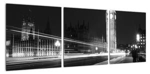Černobílý obraz Londýna - Big ben (90x30cm)