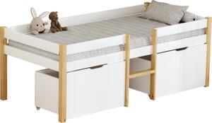 Kondela Postel s úložným prostorem, 90x200, dub/bílá, JUNA