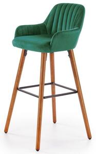 Barová židle JUANA ořech/tmavě zelená